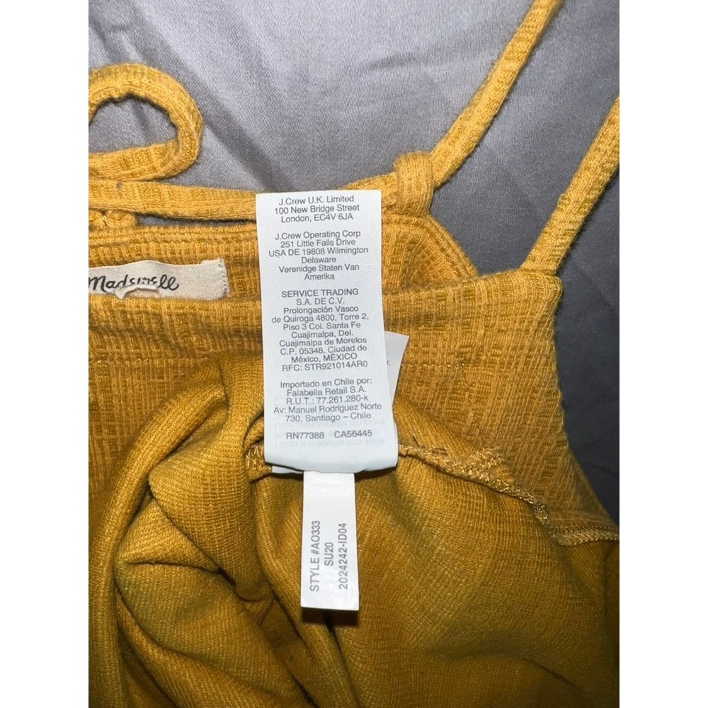 Madewell Mustard Yellow Textured Tie Back Midi Dress AO333 Womens Size Medium - Picture 5 of 6